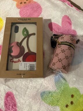 Coach Pink Cherry iPhone XR Case with Pink Mini Pouch